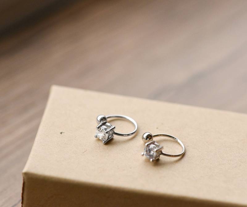 sterling Silber Offene Kristall Hoop Ohr Manschette Ohrringe Damen von EastLinkJewellery