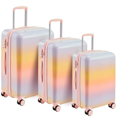 EastVita Gepäck-Sets, 50,8 cm, Handgepäck mit Spinnrädern, 3-stelliges TSA-Schloss, Hartschalen-Gepäck-Sets mit Seesack für Männer und Frauen, Violett, Carry-On 20-Inch, Leichtgewichtig von EastVita