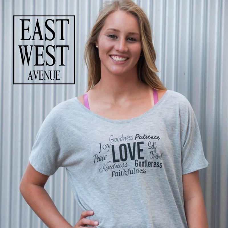 Frucht Des Geistes Galater 522-23 Christliche Kleidung, Jesus, Gott, Glaube, Bibel, Heidegrau, Mädchen Für Dolman von EastWestAvenue