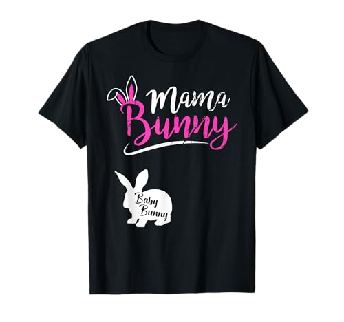 Mama Bunny Baby Bunny T-Shirt Ostern Schwangere Mutter Geschenk Spaß T-Shirt von Easter Baby Announcement Tees