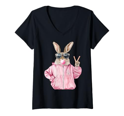 Damen Coole lustige Osterhasen-Damen-T-Shirts, grafische T-Shirts für Mädchen T-Shirt mit V-Ausschnitt Damen Coole lustige Osterhasen-Damen-T-Shirts, grafische T-Shirts für Mädchen T-Shirt mit V-Ausschnitt von Easter Bunny Gifts Co.