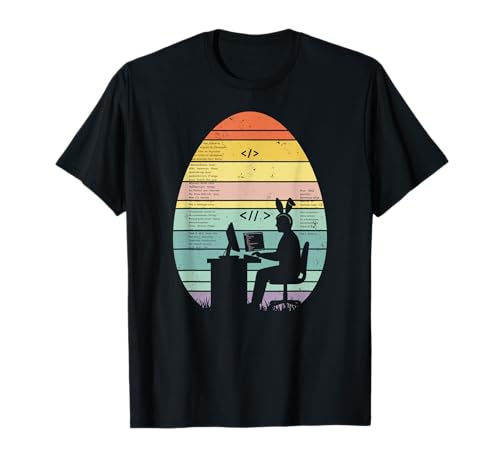 Retro Computer Programmierer Osterei Ostern Tag Damen Herren T-Shirt von Easter Day Software Programmer Coder Outfits