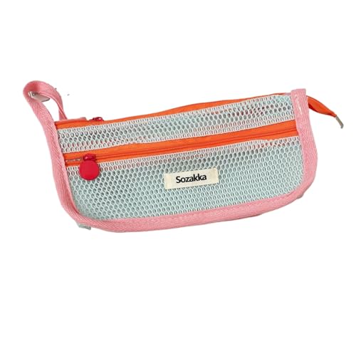 Eastocos Kontrast Farbe Mesh Pencil Case Niedliche Multifunktions-Schreibwaren-Organizer Aufbewahrung Tasche für Studenten Stift Tasche Make-up-Tasche von Eastocos