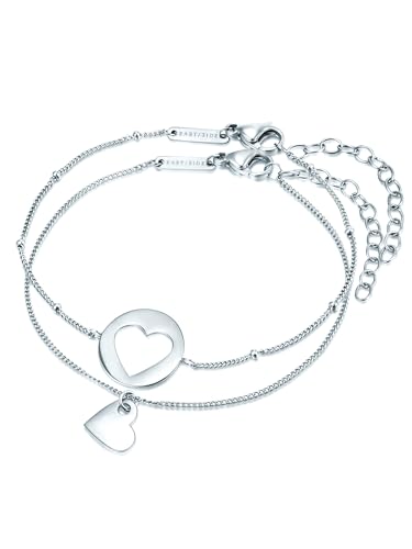 Eastside Damen Set (Armband 2er) Edelstahl silber Herz Edelstahlarmband von Eastside