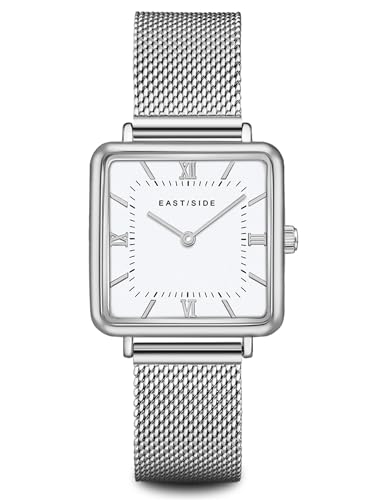 Eastside Damen Uhr analog Quarzwerk mit Edelstahl Milanaise-Armband Silber weiß 10080085 von Eastside