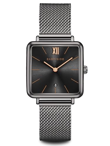 Eastside Damen Uhr analog Japan Quarzwerk mit Edelstahl anthrazit Armband 10080083 von Eastside