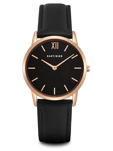 Eastside Damen Uhr analog Japanisches Quarzwerk mit Leder Armband schwarz 3 ATM 10080023 von Eastside