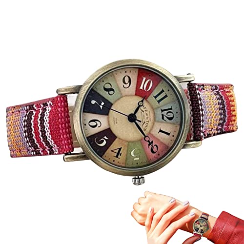 Eastuy Boho-Hippie-Uhr | Uhren für Damen mit mehrfarbigem Regenbogenmuster - Gewebte Armband-Art- und Weisebeiläufige Armbanduhr-wunderbares Geschenk von Eastuy