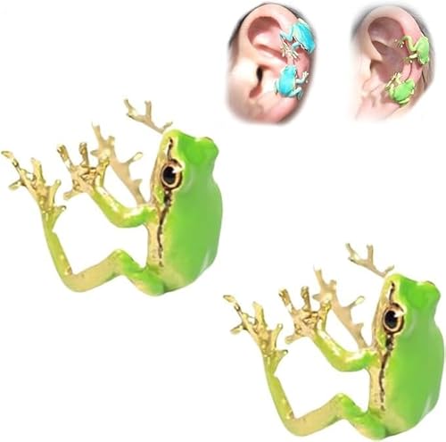 Eastuy Ring Kreativer Tree Frog Ring Süße Laubfroschring Seltsame Ringe Personalisiert Schmuck Verstellbare Offener Laubfroschring/Ohrclip für Erwachsene und Kinder von Eastuy