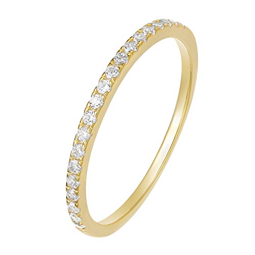 Zakk Eternity Ring Damen Ewigkeitsringe Vorsteckring Schmal Silber 925 Zirkonia Gelbgold Vergoldung Verlobungsringe Eheringe Trauringe Memoire Ring(Gelbgold,57 (18.1)) von Zakk