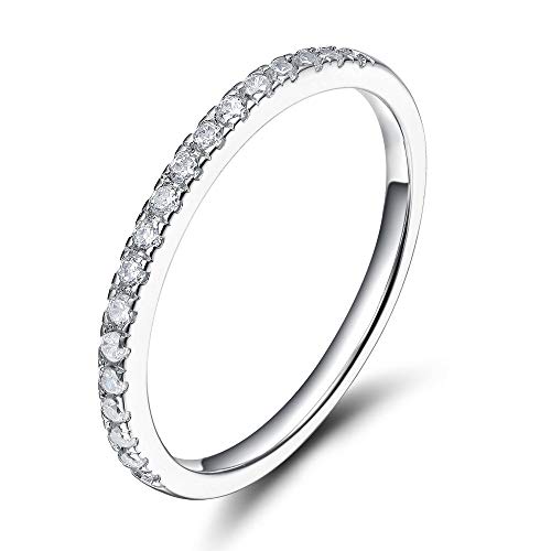 Zakk Eternity Ring Damen Ewigkeitsringe Vorsteckring Schmal Silber 925 Zirkonia Verlobungsringe Eheringe Trauringe Memoire Ring (Silber,46 (14.6)) von Zakk