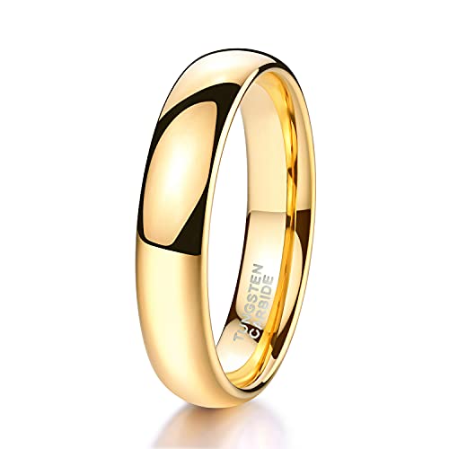 Zakk Ring Damen Herren 2mm 4mm 6mm 8mm Gelbgold Wolfram Poliert Schmal Ringe Verlobungsringe Ehering Hochzeitsband (4mm, 47 (15.0)) von Zakk