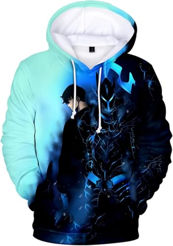 Easwisa Unisex-Kapuzenpullover Solo Anime Leveling Handelsware 3D Bedruckter Hoodie Harajuku Lässige Streetwear Herren Pullover Sung Jin Woo Cosplay Kleidung Hip Hop Sweatshirts Mit Kapuze-I||4X_l von Easwisa