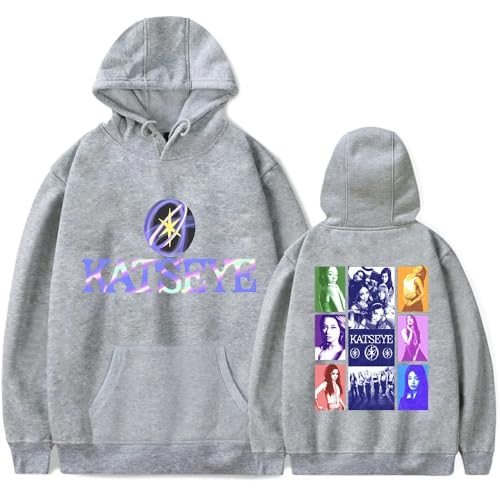 Kapuzenpullover Modisches Retro-Modell Für Männer Und Frauen Lässiger Harajuku-Stil Sweatshirt Speziell Für Katseye Fans Entworfen-Grey||s von Easwisa