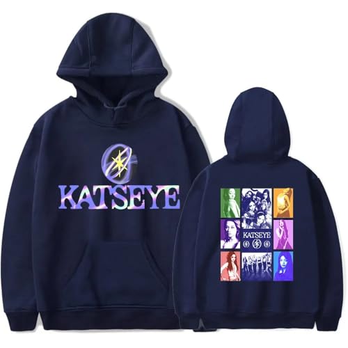 Kapuzenpullover Modisches Retro-Modell Für Männer Und Frauen Lässiger Harajuku-Stil Sweatshirt Speziell Für Katseye Fans Entworfen-Navy||s von Easwisa