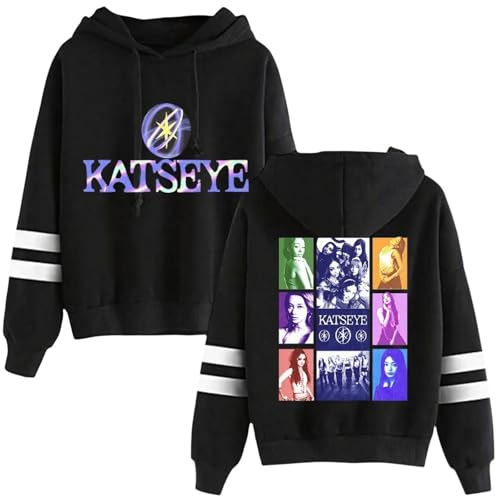 Katseye Unisex-Kapuzenpullover Mit Muster, Ohne Taschen, Parallelen Ärmelbündchen, Über Den Kopf Zu Ziehen, Neutraler, Modischer Freizeit-Sweatshirt.-Black||xx_s von Easwisa