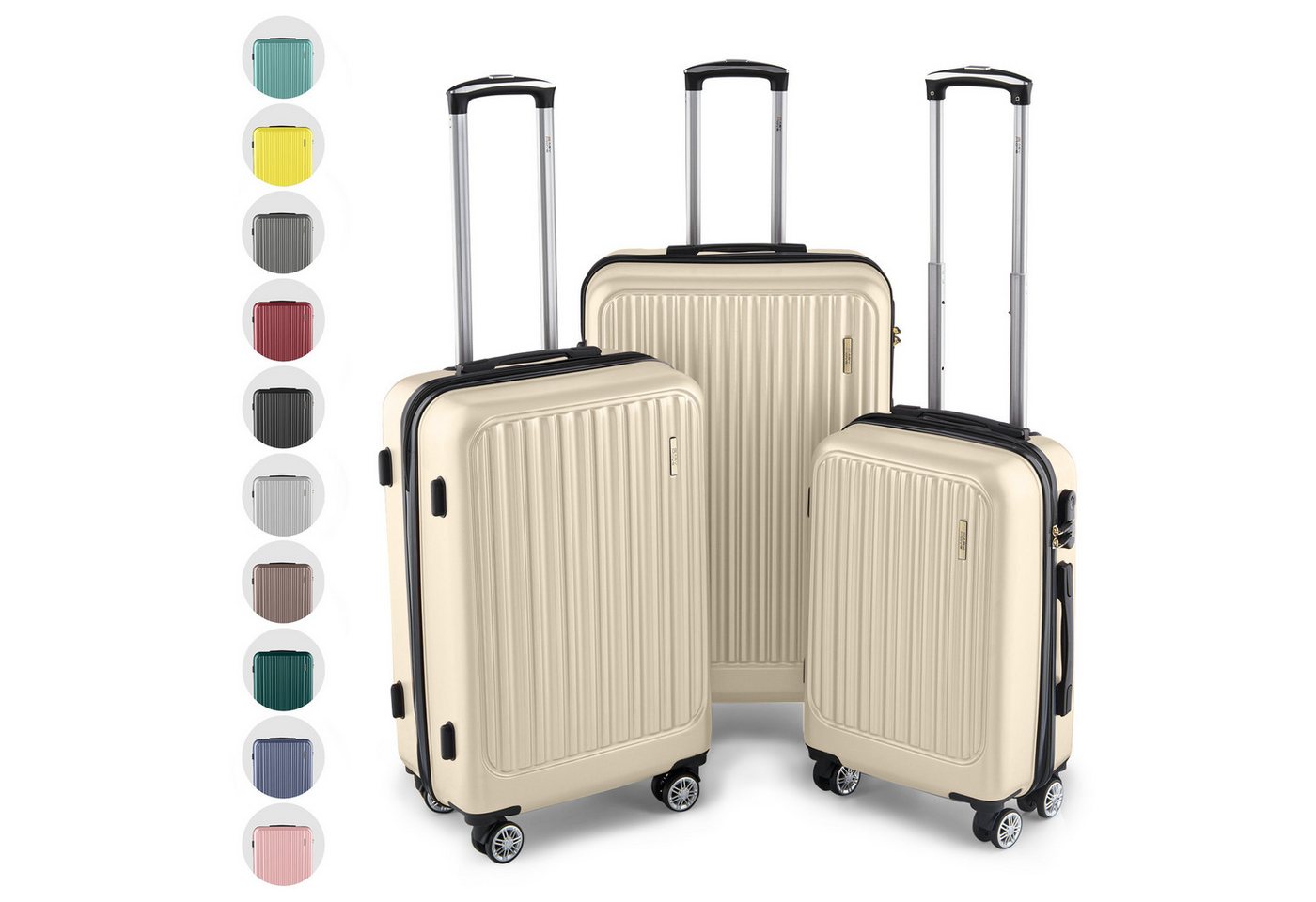 Easy Move Hartschalen-Trolley Leichter Rollkoffer ACE 026 - Reisekoffer, Hartschalenkoffer, 8 Rollen, Robustes Koffer-Set aus ABS-Hartschale, 3 Größen - M L XL Easy Move Hartschalen-Trolley Leichter Rollkoffer ACE 026 - Reisekoffer, Hartschalenkoffer, 8 Rollen, Robustes Koffer-Set aus ABS-Hartschale, 3 Größen - M L XL von Easy Move