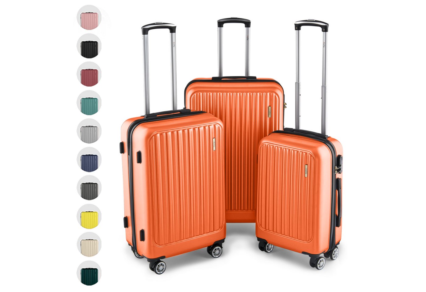 Easy Move Hartschalen-Trolley Leichter Rollkoffer ACE 026 - Reisekoffer, Hartschalenkoffer, 8 Rollen, Robustes Koffer-Set aus ABS-Hartschale, 3 Größen - M L XL von Easy Move