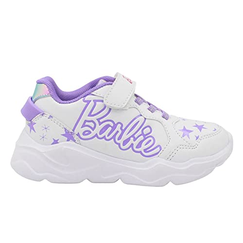 BARBIE Mädchenschuh aus weißem und fliederfarbenem Leder mit Riemen und elastischen Schnürsenkeln BRB2917-WHITE 30 EU von Easy Shoes