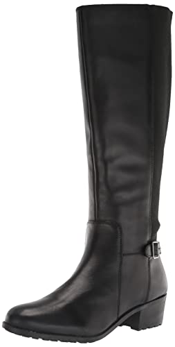 Easy Spirit Damen Chaza – Weite Wade Kniehohe Stiefel, Schwarz Leder, 41.5 EU von Easy Spirit