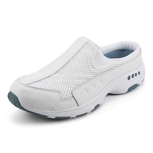 Easy Spirit Damen Traveltime Hausschuh, Weißes, hellblaues Leder, 38 EU X-Weit von Easy Spirit