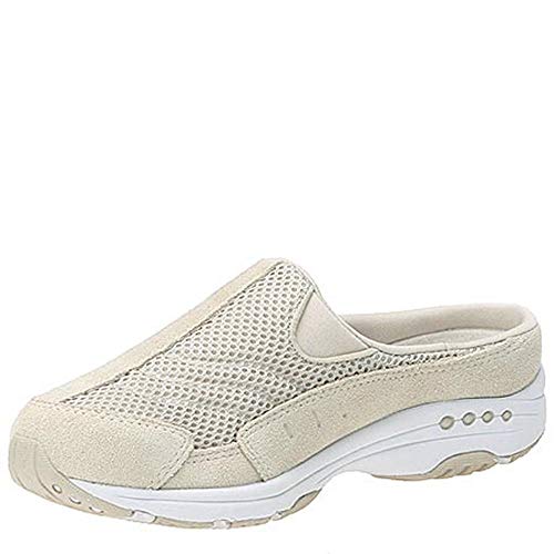 Easy Spirit Women's Traveltime Clog, Light Natural/White Suede, 7 W US von Easy Spirit