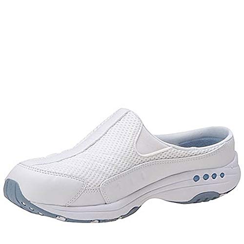 Easy Spirit Women's Traveltime Clog, White/Light Blue Leather, 8 M US von Easy Spirit