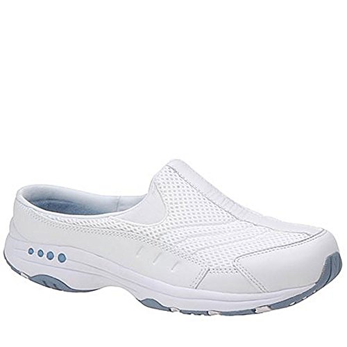 Easy Spirit Women's Traveltime Clog, White/Light Blue Leather, 9.5 W US von Easy Spirit