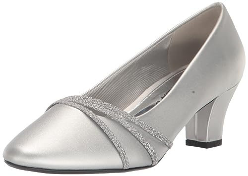 Easy Street Damen Cristiny Pumps, Silberfarbener Satin, 44 EU Weit von Easy Street