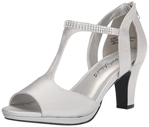 Easy Street Damen Flash Sandale mit Absatz, Silberfarbener Satin, 42.5 EU X-Weit von Easy Street