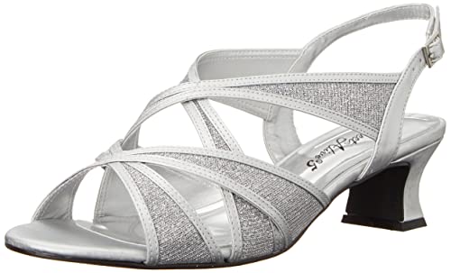 Easy Street Damen Tristen Slingback Sandale mit Absatz, Silber-Glitzer, 39.5 EU von Easy Street