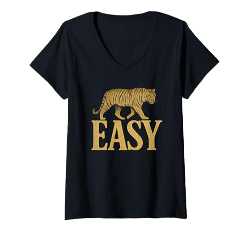 Damen Easy Tiger Retro Vintage Dschungeltier Relaxed Power Style T-Shirt mit V-Ausschnitt Damen Easy Tiger Retro Vintage Dschungeltier Relaxed Power Style T-Shirt mit V-Ausschnitt von Easy Tiger Designs