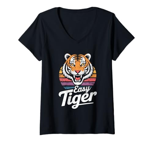 Damen Easy Tiger Vintage Shirt Damen T-Shirt mit V-Ausschnitt Damen Easy Tiger Vintage Shirt Damen T-Shirt mit V-Ausschnitt von Easy Tiger Vintage Vibes