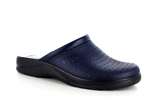 EasyY Walk 632 Anatomische Hausschuhe für Herren aus echtem Leder, blau und weiß, rutschfest., Blau - blau - Größe: 46 EU von Easy Walk