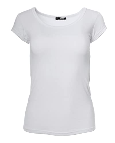 Easy Young Fashion - Damen Basic Rundhals T-Shirt - Kurzarm Unterziehshirt Skinny Fit 1001 - Weiß M Easy Young Fashion - Damen Basic Rundhals T-Shirt - Kurzarm Unterziehshirt Skinny Fit 1001 - Weiß M von Easy Young Fashion