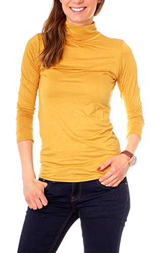 Easy Young Fashion Basic Damen Langarm Shirt Rollkragen Unterziehrolli One Size Maisgelb von Easy Young Fashion