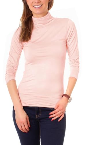 Easy Young Fashion Basic Damen Langarm Shirt Rollkragen Unterziehrolli One Size Nude von Easy Young Fashion