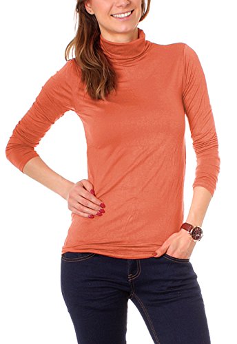 Easy Young Fashion Basic Damen Langarm Shirt Rollkragen Unterziehrolli One Size Papaya von Easy Young Fashion