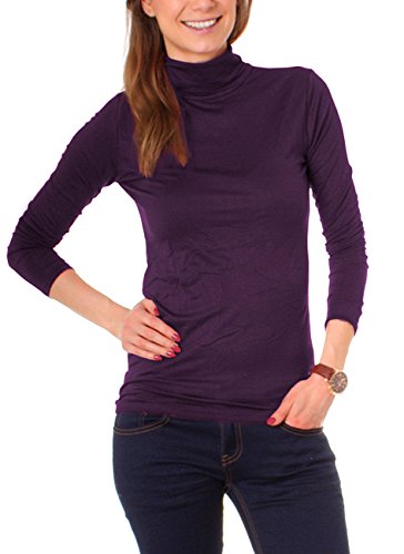 Easy Young Fashion Basic Damen Rollkragen Jersey Shirt Unterzieher Longsleeve Enganliegend Langarm Einfarbig One Size Dunkelviolett Easy Young Fashion Basic Damen Rollkragen Jersey Shirt Unterzieher Longsleeve Enganliegend Langarm Einfarbig One Size Dunkelviolett von Easy Young Fashion
