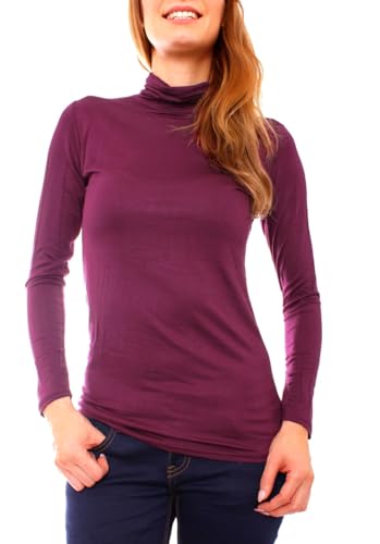 Easy Young Fashion Basic Damen Langarm Shirt Rollkragen Unterziehrolli One Size Merlot von Easy Young Fashion