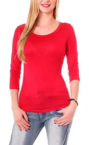 Easy Young Fashion Damen Basic 3/4-Arm Shirt Skinny Fit Rot S Easy Young Fashion Damen Basic 3/4-Arm Shirt Skinny Fit Rot S von Easy Young Fashion