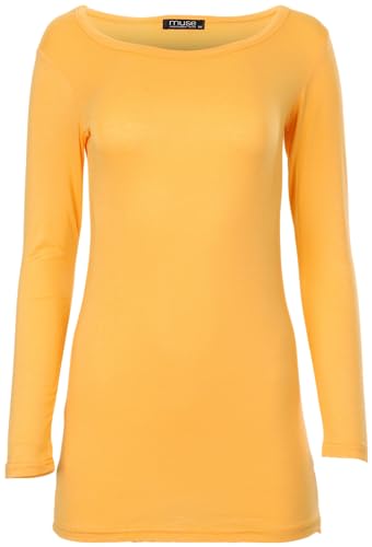 Easy Young Fashion - Damen Basic Langarmshirt - Rundhals Longshirt - Unterziehshirt Skinny Fit 1098A - Apricot M/L von Easy Young Fashion