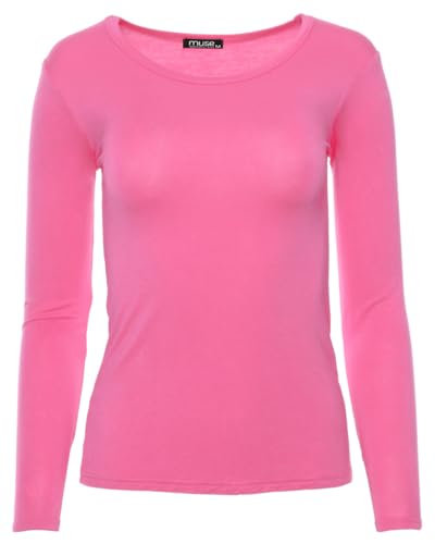 Easy Young Fashion - Damen Basic Rundhals Shirt - Langarm Unterziehshirt - Skinny Fit 1093 - Pink M Easy Young Fashion - Damen Basic Rundhals Shirt - Langarm Unterziehshirt - Skinny Fit 1093 - Pink M von Easy Young Fashion