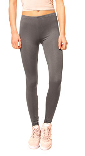 Easy Young Fashion - Damen Basic Leggings in Matt oder Glanz-Optik - atmungsaktive weiche Lange Hose LG08 - Dunkelgrau von Easy Young Fashion