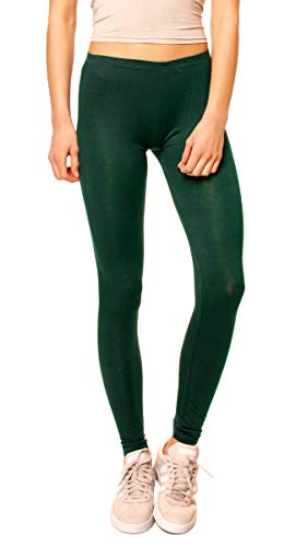Easy Young Fashion - Damen Basic Leggings in Matt oder Glanz-Optik - atmungsaktive weiche Lange Hose LG08 - Dunkelgrün von Easy Young Fashion