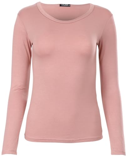 Easy Young Fashion - Damen Basic Rundhals Shirt - Langarm Unterziehshirt - Skinny Fit 1093 - Altrosa S Easy Young Fashion - Damen Basic Rundhals Shirt - Langarm Unterziehshirt - Skinny Fit 1093 - Altrosa S von Easy Young Fashion