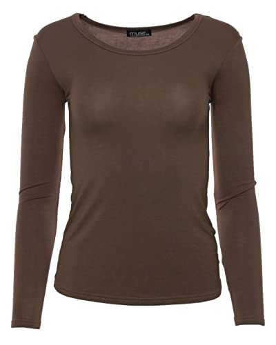 Easy Young Fashion - Damen Basic Rundhals Shirt - Langarm Unterziehshirt - Skinny Fit 1093 - Dunkelbraun L Easy Young Fashion - Damen Basic Rundhals Shirt - Langarm Unterziehshirt - Skinny Fit 1093 - Dunkelbraun L von Easy Young Fashion