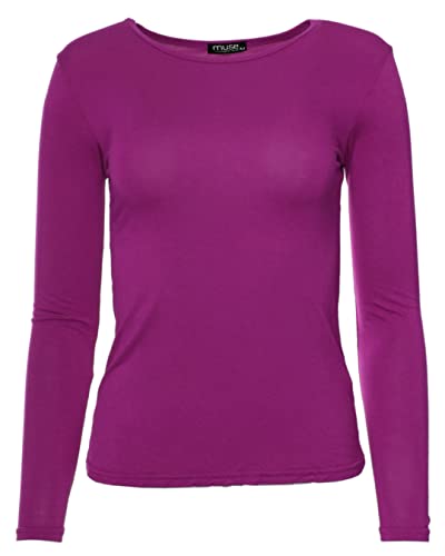 Easy Young Fashion - Damen Basic Rundhals Shirt - Langarm Unterziehshirt - Skinny Fit 1093 - Helle Beere S Easy Young Fashion - Damen Basic Rundhals Shirt - Langarm Unterziehshirt - Skinny Fit 1093 - Helle Beere S von Easy Young Fashion