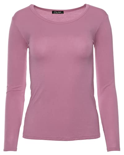 Easy Young Fashion - Damen Basic Rundhals Shirt - Langarm Unterziehshirt - Skinny Fit 1093 - Himbeer L Easy Young Fashion - Damen Basic Rundhals Shirt - Langarm Unterziehshirt - Skinny Fit 1093 - Himbeer L von Easy Young Fashion