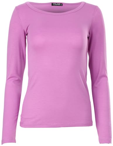 Easy Young Fashion - Damen Basic Rundhals Shirt - Langarm Unterziehshirt - Skinny Fit 1093 - Oliv L von Easy Young Fashion